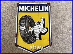 Vintage Michelin Tyre Services Enamel Sign Garage Tools Man Cave Advertising