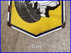 Vintage Michelin Tyre Services Enamel Sign Garage Tools Man Cave Advertising