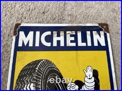 Vintage Michelin Tyre Services Enamel Sign Garage Tools Man Cave Advertising