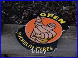 Vintage Michelin Tyres Enamel Advertising Sign Mancave Raised Lettering