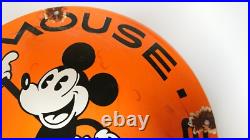 Vintage Mickey Mouse Club Disney Porcelain Enamel Orange Sign