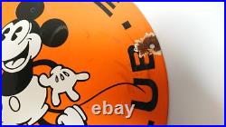 Vintage Mickey Mouse Club Disney Porcelain Enamel Orange Sign