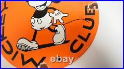 Vintage Mickey Mouse Club Disney Porcelain Enamel Orange Sign