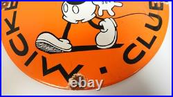 Vintage Mickey Mouse Club Disney Porcelain Enamel Orange Sign