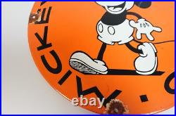 Vintage Mickey Mouse Club Disney Porcelain Enamel Orange Sign