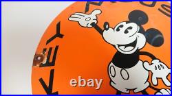 Vintage Mickey Mouse Club Disney Porcelain Enamel Orange Sign