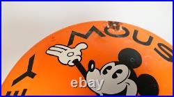Vintage Mickey Mouse Club Disney Porcelain Enamel Orange Sign