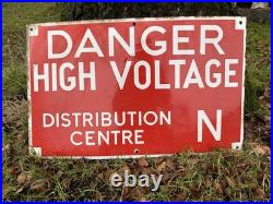 Vintage Military Enamel Sign. Danger High Voltage