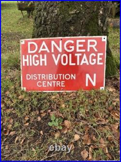 Vintage Military Enamel Sign. Danger High Voltage