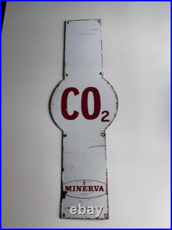 Vintage Minerva CO2 Enamel Sign1950s Industrial Fire SafetyLondon Popesgrove