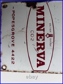 Vintage Minerva CO2 Enamel Sign1950s Industrial Fire SafetyLondon Popesgrove