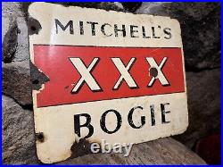 Vintage Mitchell's XXX Bogie Tobacco Double Sided Enamel Advertising Sign