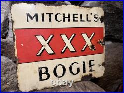 Vintage Mitchell's XXX Bogie Tobacco Double Sided Enamel Advertising Sign