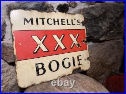 Vintage Mitchell's XXX Bogie Tobacco Double Sided Enamel Advertising Sign