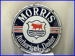 Vintage Morris Authorised Dealer Porcelain Enamel Sign Double Sided Automobile