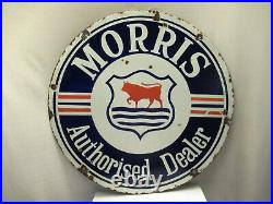 Vintage Morris Authorised Dealer Porcelain Enamel Sign Double Sided Automobile