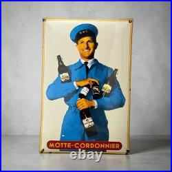 Vintage Motte Cordonnier Beer Enamel Advertising Sign