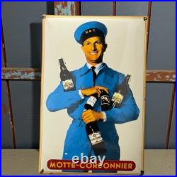 Vintage Motte Cordonnier Beer Enamel Advertising Sign