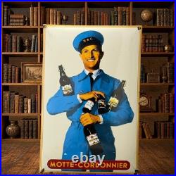 Vintage Motte Cordonnier Beer Enamel Advertising Sign