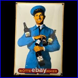 Vintage Motte Cordonnier Beer Enamel Advertising Sign