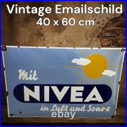 Vintage NIVEA Enamel Advertising Sign Enamel Plaque Email Sign