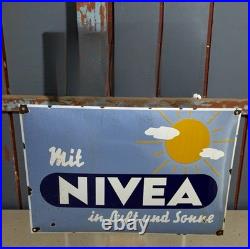 Vintage NIVEA Enamel Advertising Sign Enamel Plaque Email Sign
