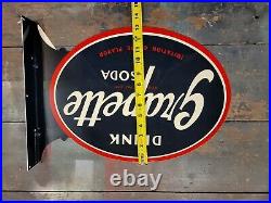 Vintage N. O. S GRAPETTE SODA Oval enamel metal FLANGE sign STOUT