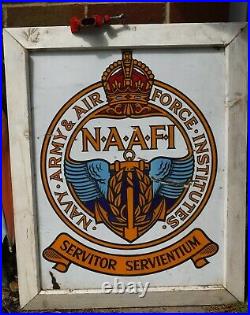 Vintage Naafi Navy, Army & Air Force Enamel Advertising Sign 1/729