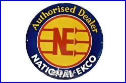 Vintage National-Ekco Authorised Dealer Porcelain Enamel Sign Round 15x15 In