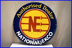 Vintage National-Ekco Authorised Dealer Porcelain Enamel Sign Round 15x15 In