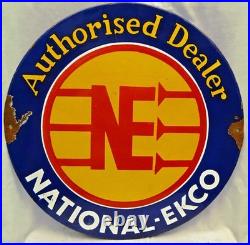 Vintage National Ekco Porcelain Enamel Sign Authorised Dealer 18 Advertising 1