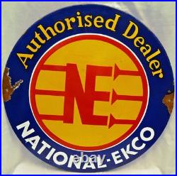 Vintage National Ekco Porcelain Enamel Sign Authorised Dealer 18 Advertising 1
