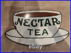 Vintage Nectar Tea enamel sign Patent Enamel Birmingham and London (54cm x 33cm)
