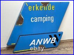 Vintage Netherlands Enamel Erkende Camping Site ANWB Advertising Garden Sign