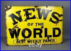 Vintage News of the World Best Weekly Paper enamel sign # Vintage News of the World Best Weekly Paper enamel sign #