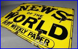 Vintage News of the World Best Weekly Paper enamel sign # Vintage News of the World Best Weekly Paper enamel sign #