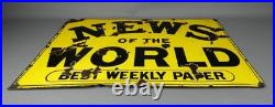 Vintage News of the World Best Weekly Paper enamel sign # Vintage News of the World Best Weekly Paper enamel sign #