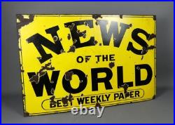 Vintage News of the World Best Weekly Paper enamel sign # Vintage News of the World Best Weekly Paper enamel sign #