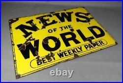 Vintage News of the World Best Weekly Paper enamel sign # Vintage News of the World Best Weekly Paper enamel sign #