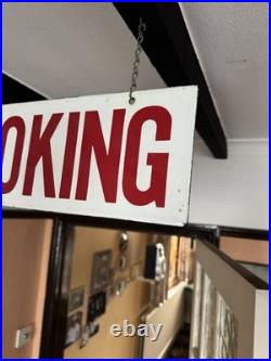 Vintage No Smoking Sign, Metal And Enamel, Double Sided (Not A Copy)