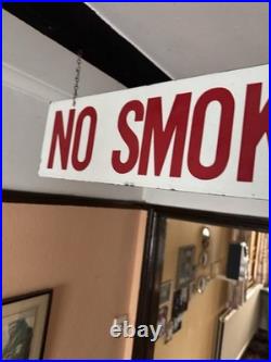 Vintage No Smoking Sign, Metal And Enamel, Double Sided (Not A Copy)