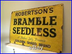 Vintage ORIGINAL Old Metal Advertising Enamel Shop Sign, ROBERTSONS BRAMBLE JAM