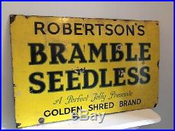 Vintage ORIGINAL Old Metal Advertising Enamel Shop Sign, ROBERTSONS BRAMBLE JAM