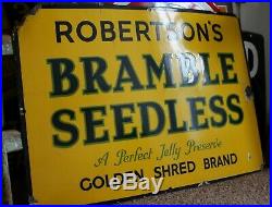 Vintage ORIGINAL Old Metal Advertising Enamel Shop Sign, ROBERTSONS BRAMBLE seed