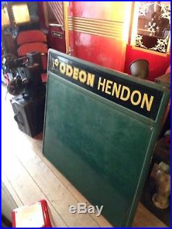 Vintage Odeon Cinema Enamel Railway Film Advertising Sign Hendon London