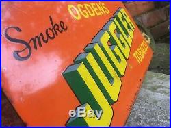 Vintage Ogden's Juggler Tobacco Enamel Advertising Sign Railway Station Platform