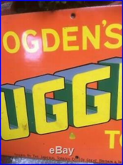 Vintage Ogden's Juggler Tobacco Enamel Advertising Sign Railway Station Platform