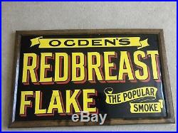 Vintage Ogdens Redbreast Flake Enamel Sign 1920s Superb Condition Man cave Pub