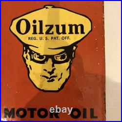 Vintage Oilzum Motor Oil Enamel Sign 28cm X 13 Vm