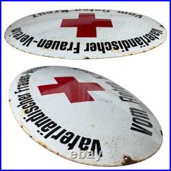 Vintage Old 1WK Era Red Cross Enamel Advertisement Shield WW1 Enamel Plaque WW2